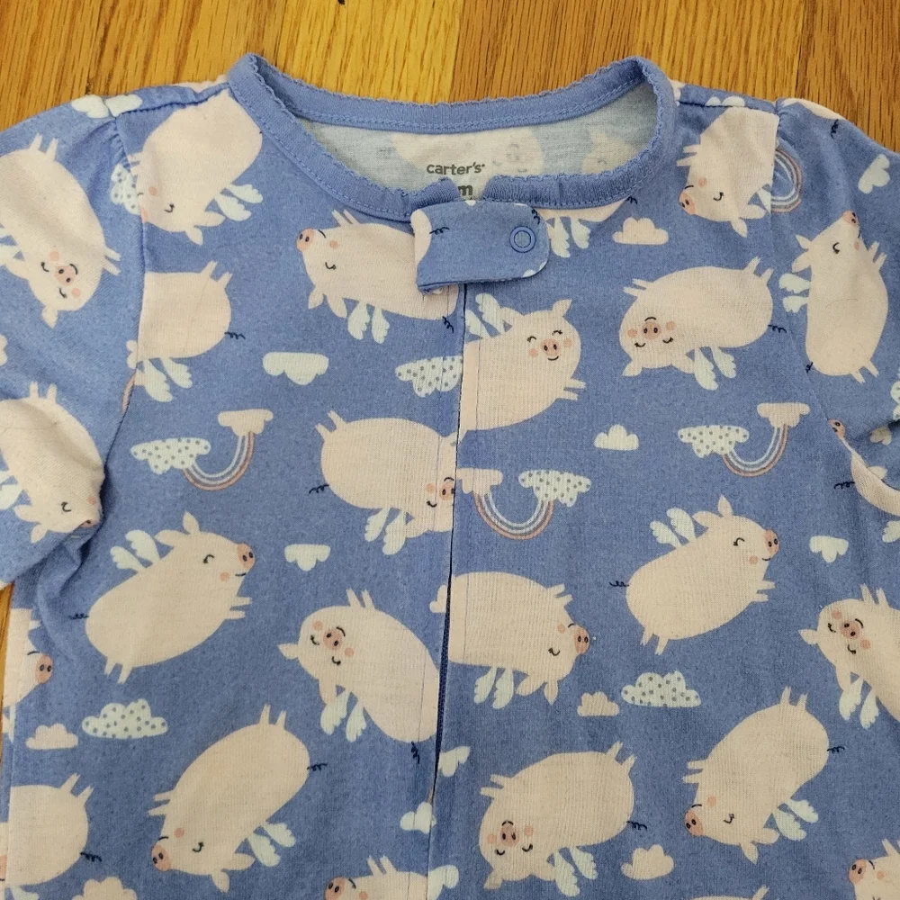 Carter's Toddler Girl Footie Pajamas Size 2T 24 Months Flying Pigs Mini Floral